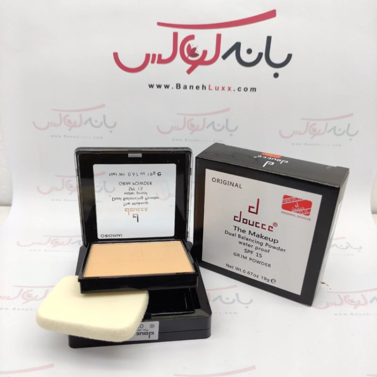 پنکک گریم دوسه doucce حاوی SPF 15- ضد اب و 24 ساعته-پوشش نرم و لطیف- فاقد سنگینی روی صورت-حاوی پودر آهن و پودر تالک-USA