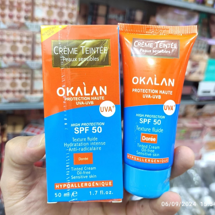ضد آفتاب کرم پودری اوکالان فرانسه SPF 50 هایپو آلرژیک
