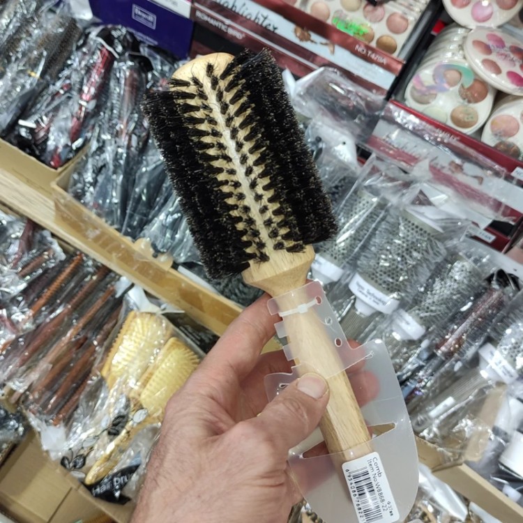 برس مو گرد چوبی نسوز سشواری سایز 33 مناسب براشینگ و فر و حجم دهندگی مو بدون اسیب به مو و بدون وزی مو ضد الکتریسیته