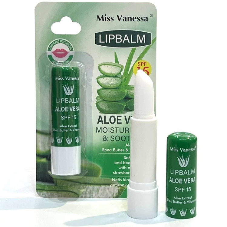 بالم لب جامد میسس وانیسا SPF 15 با دو عصاره الوئه ورا و گیلاس مواد گیاهی و مرکباتی بدون پارابن و سیلیکون