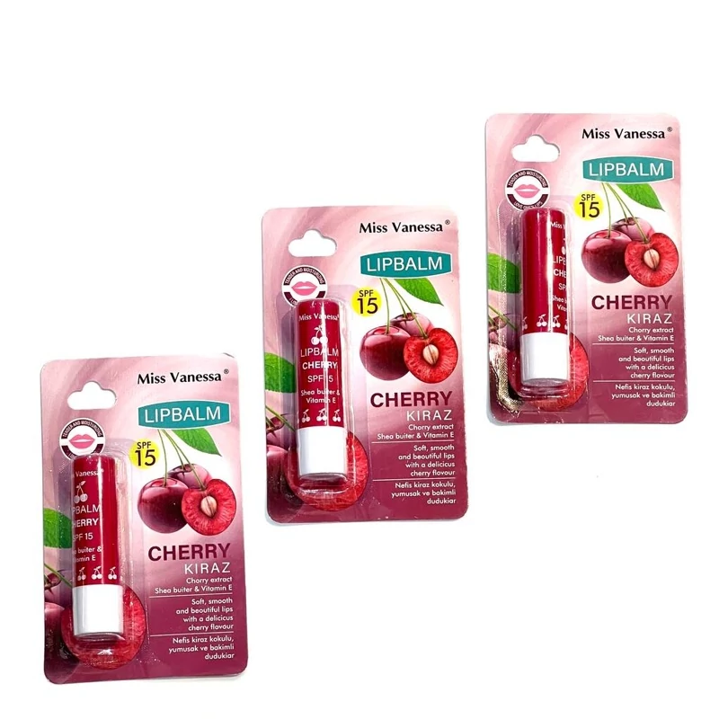 بالم لب جامد میسس وانیسا SPF 15 با دو عصاره الوئه ورا و گیلاس مواد گیاهی و مرکباتی بدون پارابن و سیلیکون