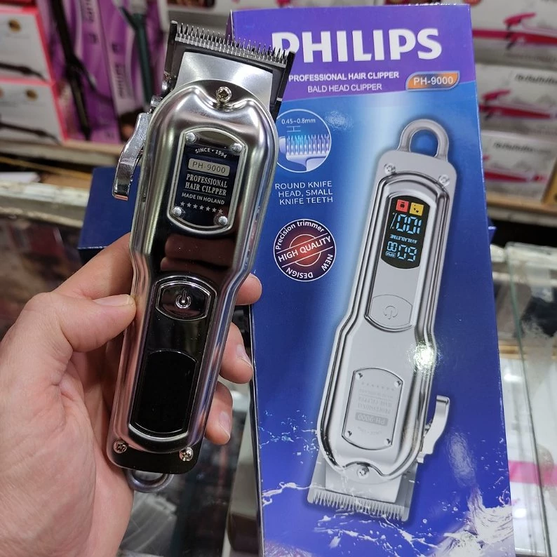 ماشین اصلاح فیلیپس PH-9000 اصل هلند-حجم زن و فید و سایه زن حرفه ای -بسیار پرقدرت-برش لیزری مو-شارژ و برق-دیجیتالی-هلند
