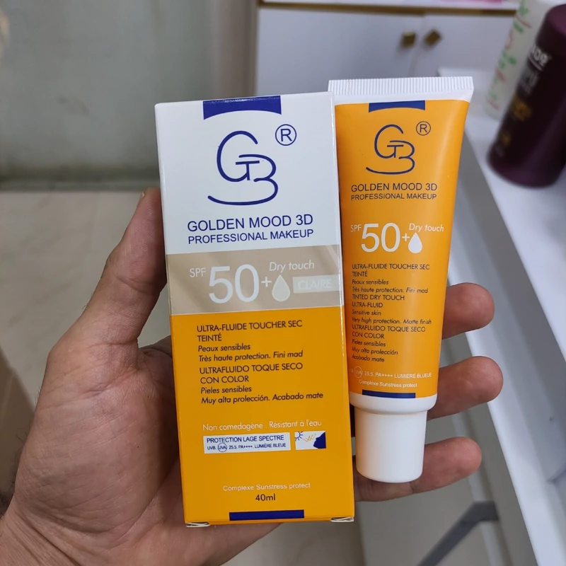 ضد افتاب بی رنگ گلدن مود SPF 50 مخصوص پوست های خشک و حساس با مواد گیاهی اورجینال