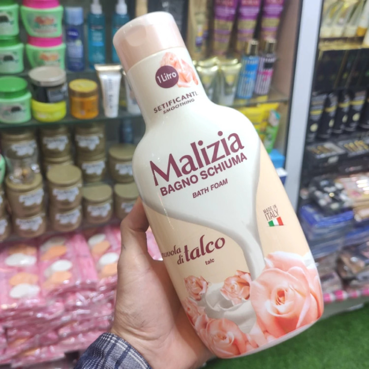 شامپو بدن مالیزیا ساخت ایتالیا رایحه گل رز و پودر تالک (پودر بچه) لطیف کننده و طراوت بخش پوست و ضد التهاب